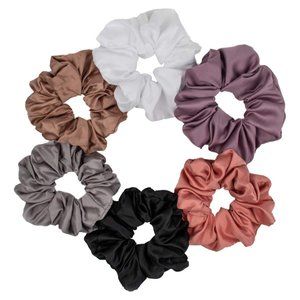 Premium Colors 6 Pieces Satin Silk Scrunchies Hair